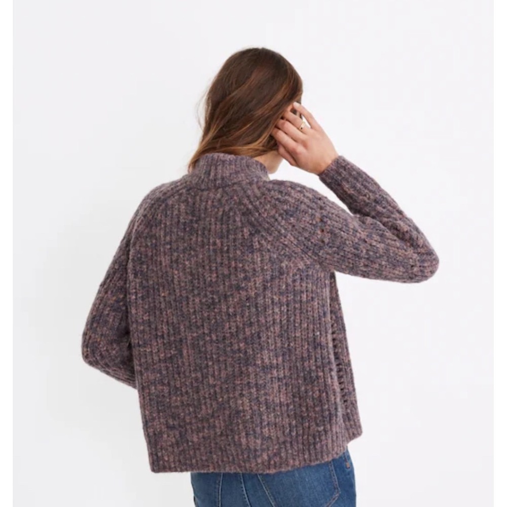 Madewell NWT‎ Pointelle Mockneck Pullover Sweater Size XS Purple Wool Blend Knit - Picture 2 of 13